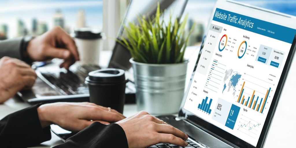 Website traffic growth in California using digital marketing tools, analytics reports, and content planning workspace.